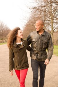 Young couple walking in the country